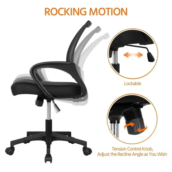 ErgoFlex Mesh Office Chair – Adjustable Swivel Task Chair with Armrests and Cushion - Image 4