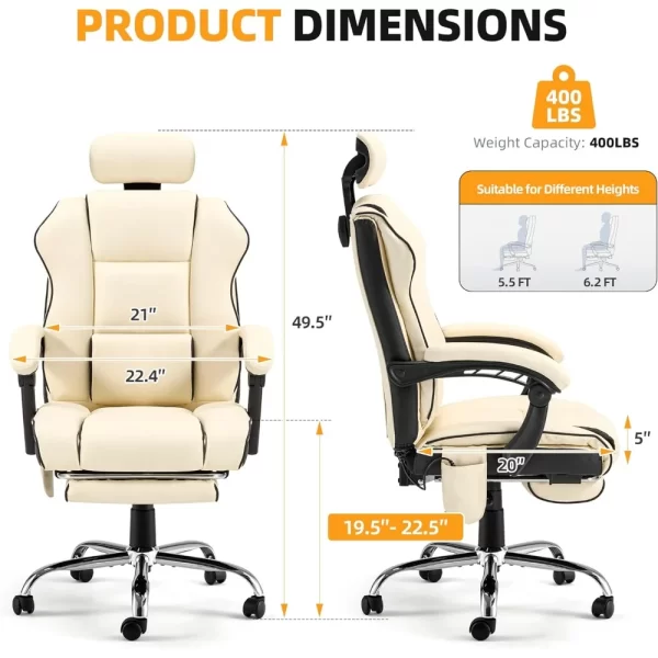 6-Point Heated Massage Gaming Chair with Footrest & Reclining Ergonomic Design - Image 2