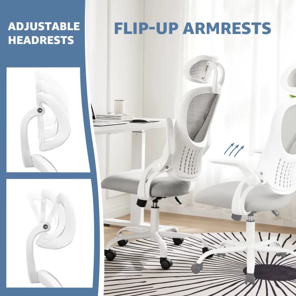 JHK Mesh Office Chair – Flip-Up Arms, Headrest & Lumbar - Image 5