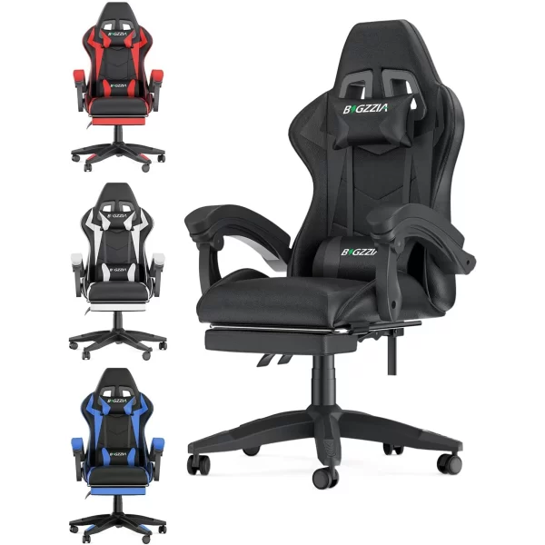 Gaming Chair with Lumbar Cushion and Footrest - Image 7
