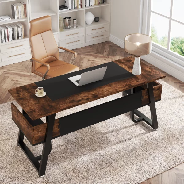 Tribesigns 63" Executive Computer Desk with Storage Shelves – Spacious Home Office Workstation - Image 3