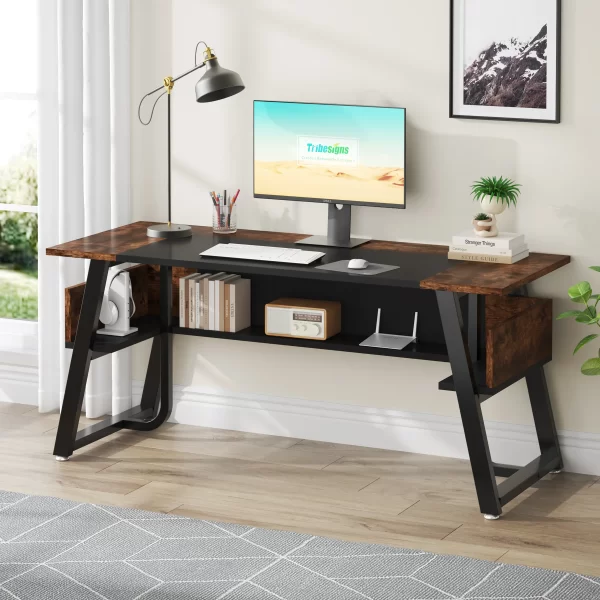 Tribesigns 63" Executive Computer Desk with Storage Shelves – Spacious Home Office Workstation - Image 6