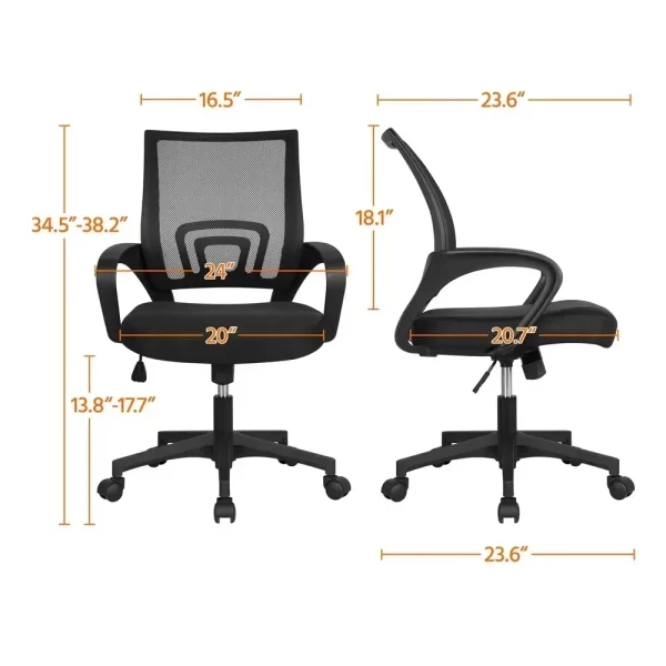 ErgoFlex Mesh Office Chair – Adjustable Swivel Task Chair with Armrests and Cushion - Image 3