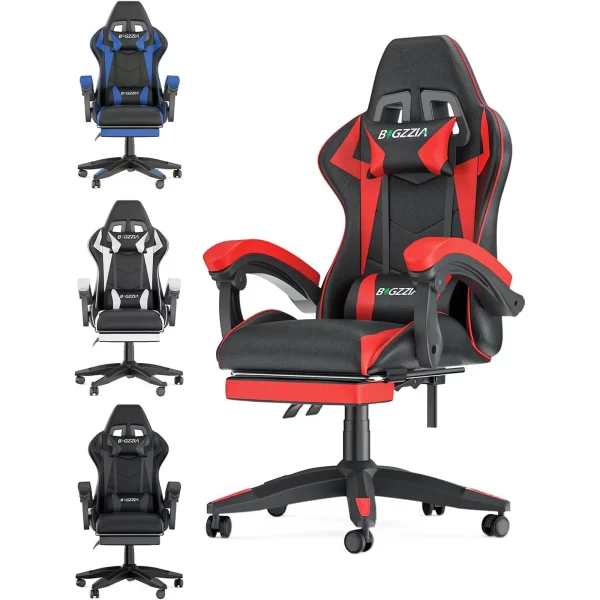 Gaming Chair with Lumbar Cushion and Footrest - Image 8