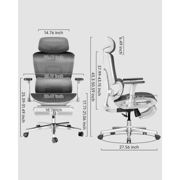 JHK High-Back Mesh Ergonomic Computer Chair – Adjustable Lumbar & 3D Armrests - Image 2