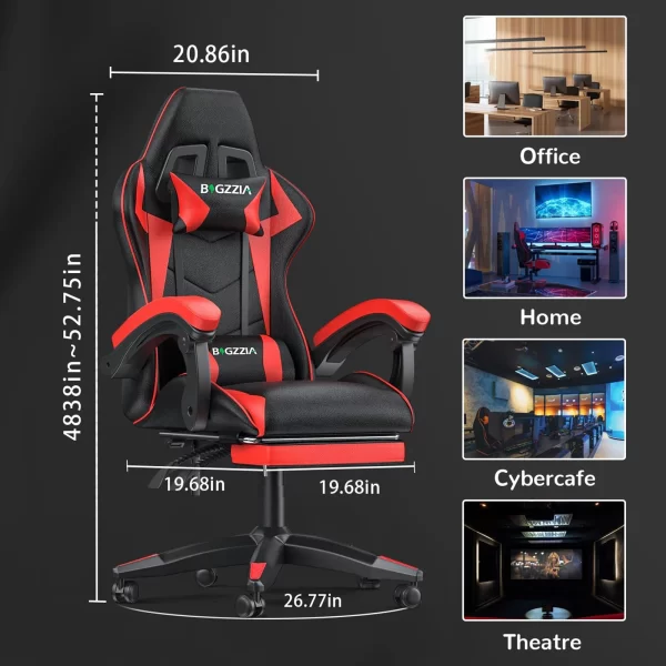 Gaming Chair with Lumbar Cushion and Footrest - Image 6