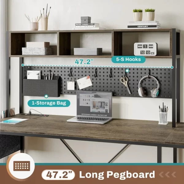 SEDETA 94” L-Shaped LED Desk with Storage, Pegboard & Built-in Charging Ports - Image 6