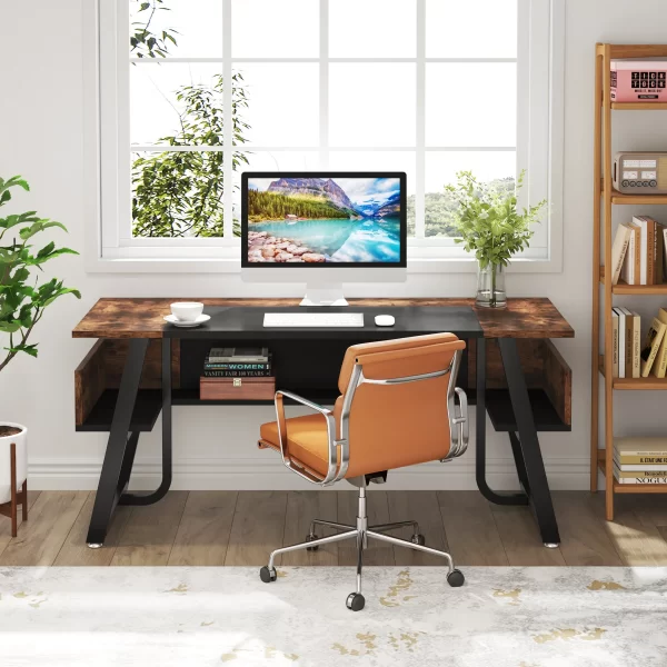 Tribesigns 63" Executive Computer Desk with Storage Shelves – Spacious Home Office Workstation - Image 5