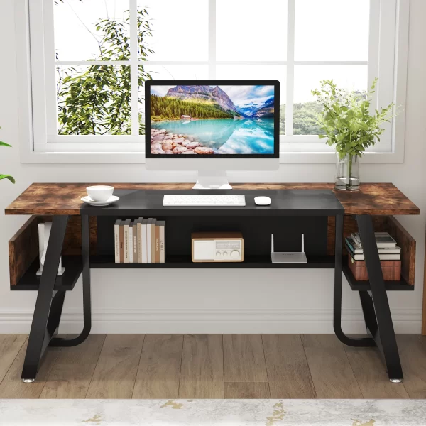 Tribesigns 63" Executive Computer Desk with Storage Shelves – Spacious Home Office Workstation - Image 4