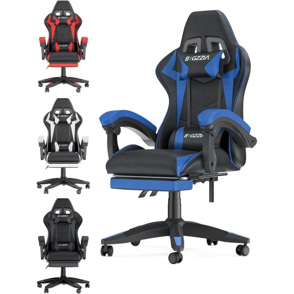 Gaming Chair with Lumbar Cushion and Footrest - Image 9