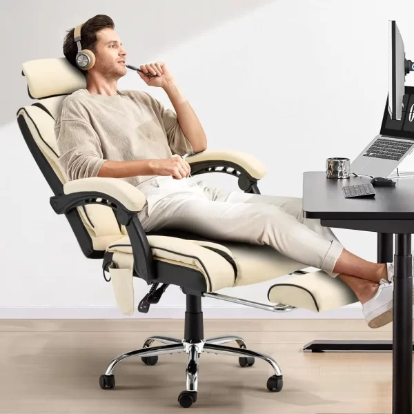 6-Point Heated Massage Gaming Chair with Footrest & Reclining Ergonomic Design