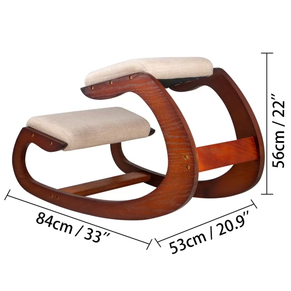 VEVOR PosturePro Ergonomic Kneeling Chair – Rocking Wood Frame with Thick Cushion - Image 6