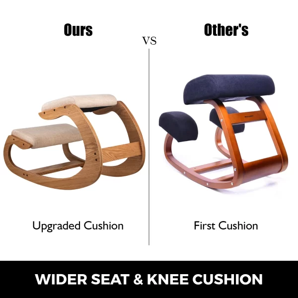VEVOR PosturePro Ergonomic Kneeling Chair – Rocking Wood Frame with Thick Cushion - Image 5