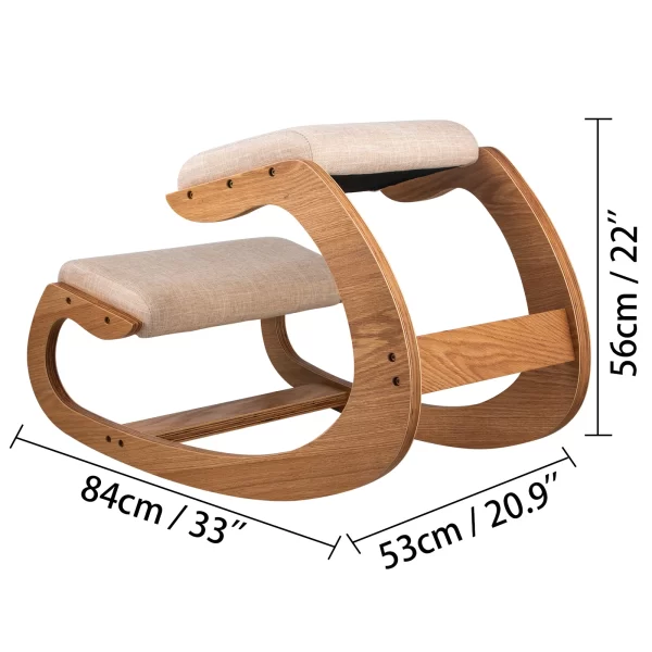 VEVOR PosturePro Ergonomic Kneeling Chair – Rocking Wood Frame with Thick Cushion - Image 7