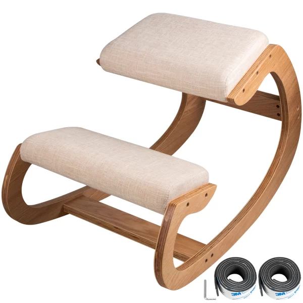 VEVOR PosturePro Ergonomic Kneeling Chair – Rocking Wood Frame with Thick Cushion