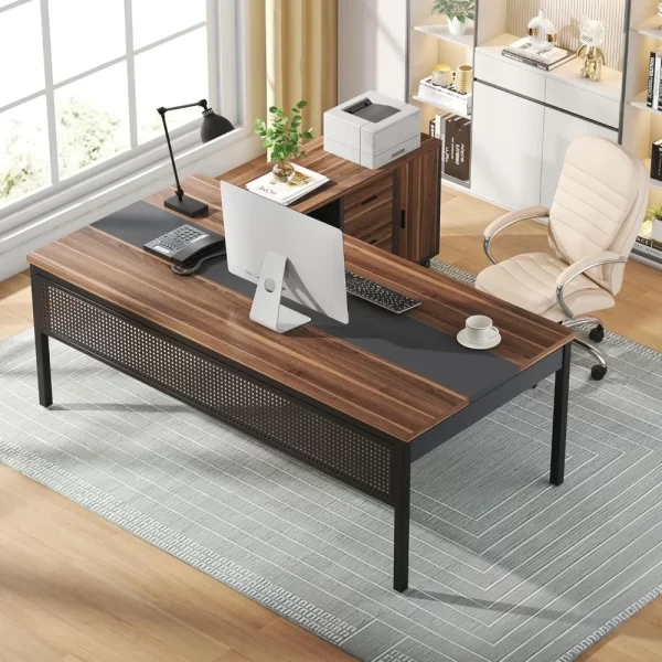 “Summit Pro 2-Piece L-Shaped Executive Desk & File Cabinet Set – 70” Office Workstation” - Image 3