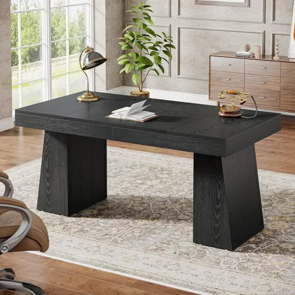 “Regent 55” Executive Desk – Mid-Century Modern Wood Office Desk with Trapezoid Base” - Image 5